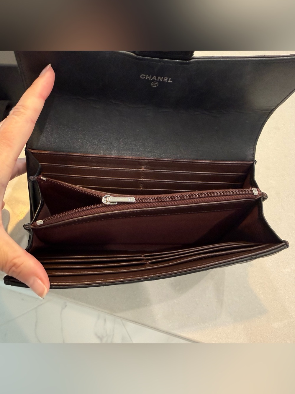CHANEL Black Quilted Leather Wallet Clutch with Silver CC - Picture 3 of 7